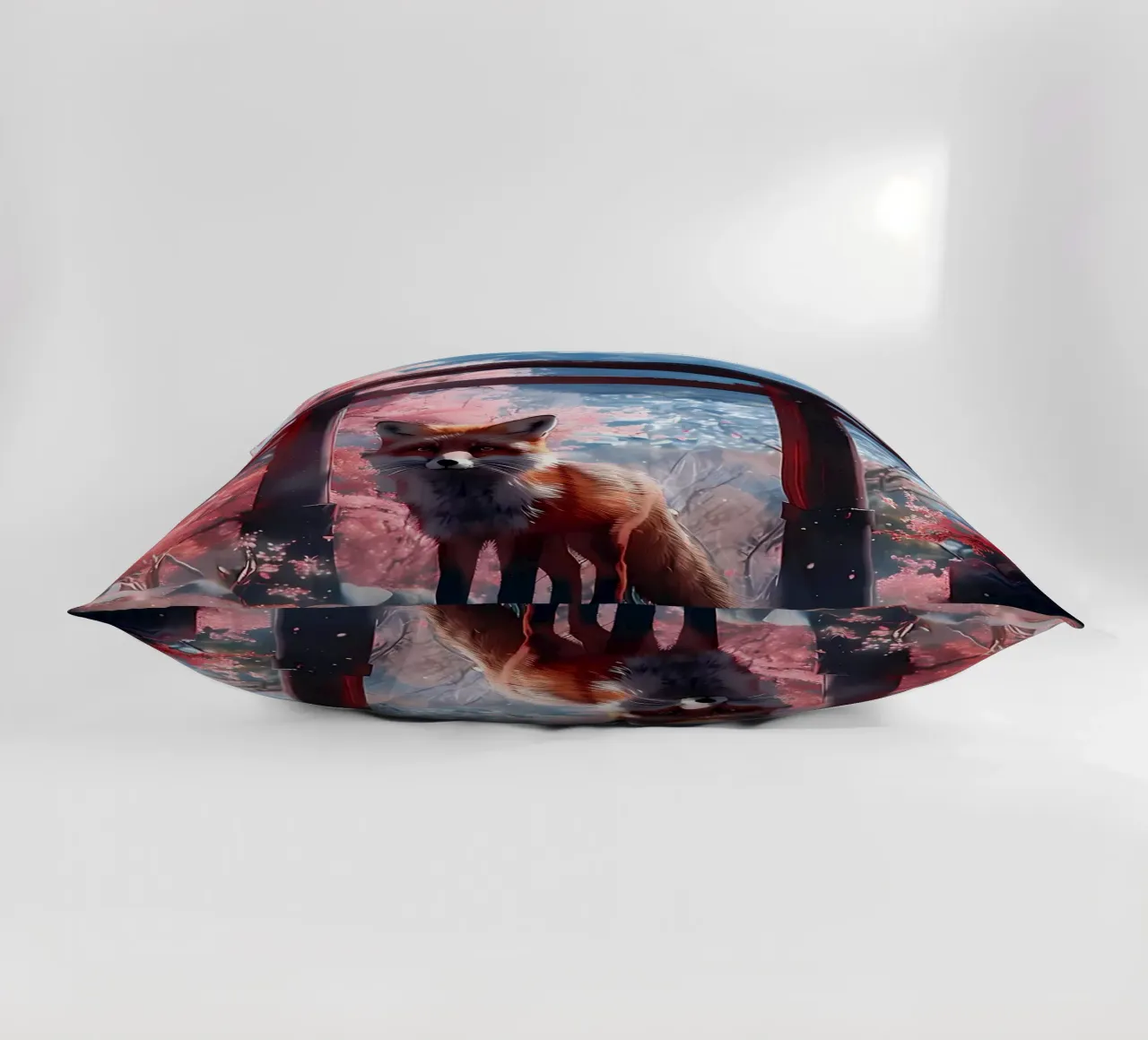 Fox at Torii Gate decorative cushion by Ginnery