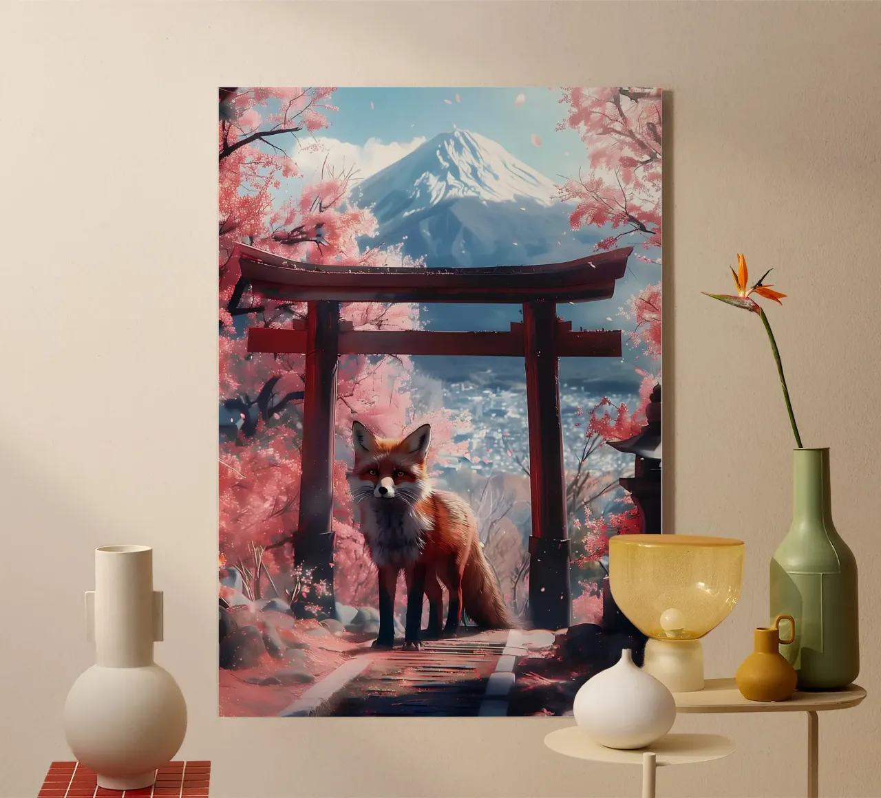 Renard à la porte Torii plexiglas de Ginnery