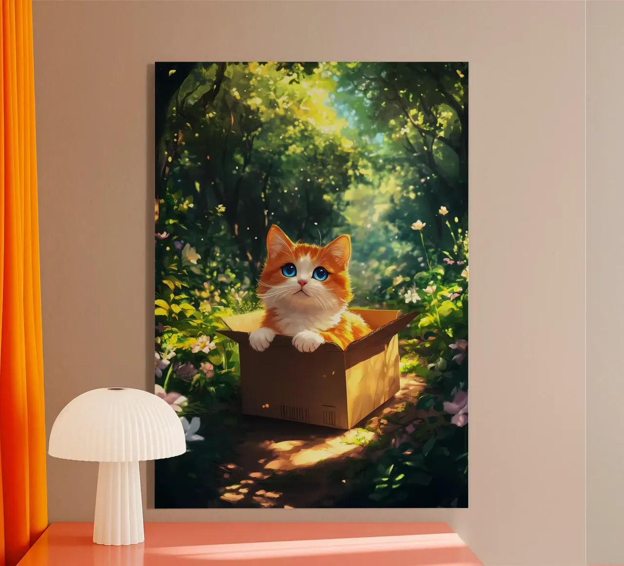 Gatto su una scatola nella foresta plexiglass da Ginnery