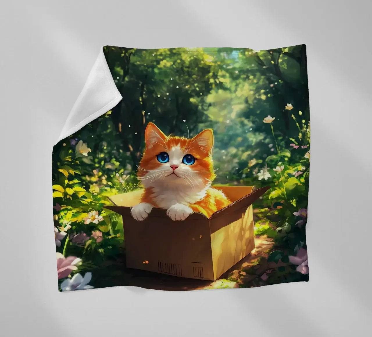 Gatto su una scatola nella foresta coperta in pile da Ginnery