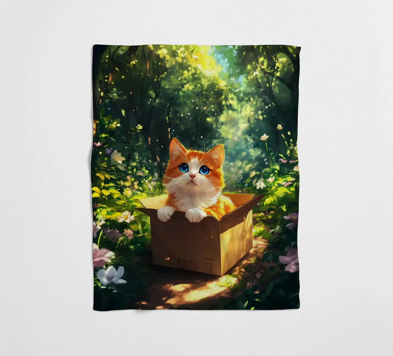 Gatto su una scatola nella foresta coperta in pile da Ginnery