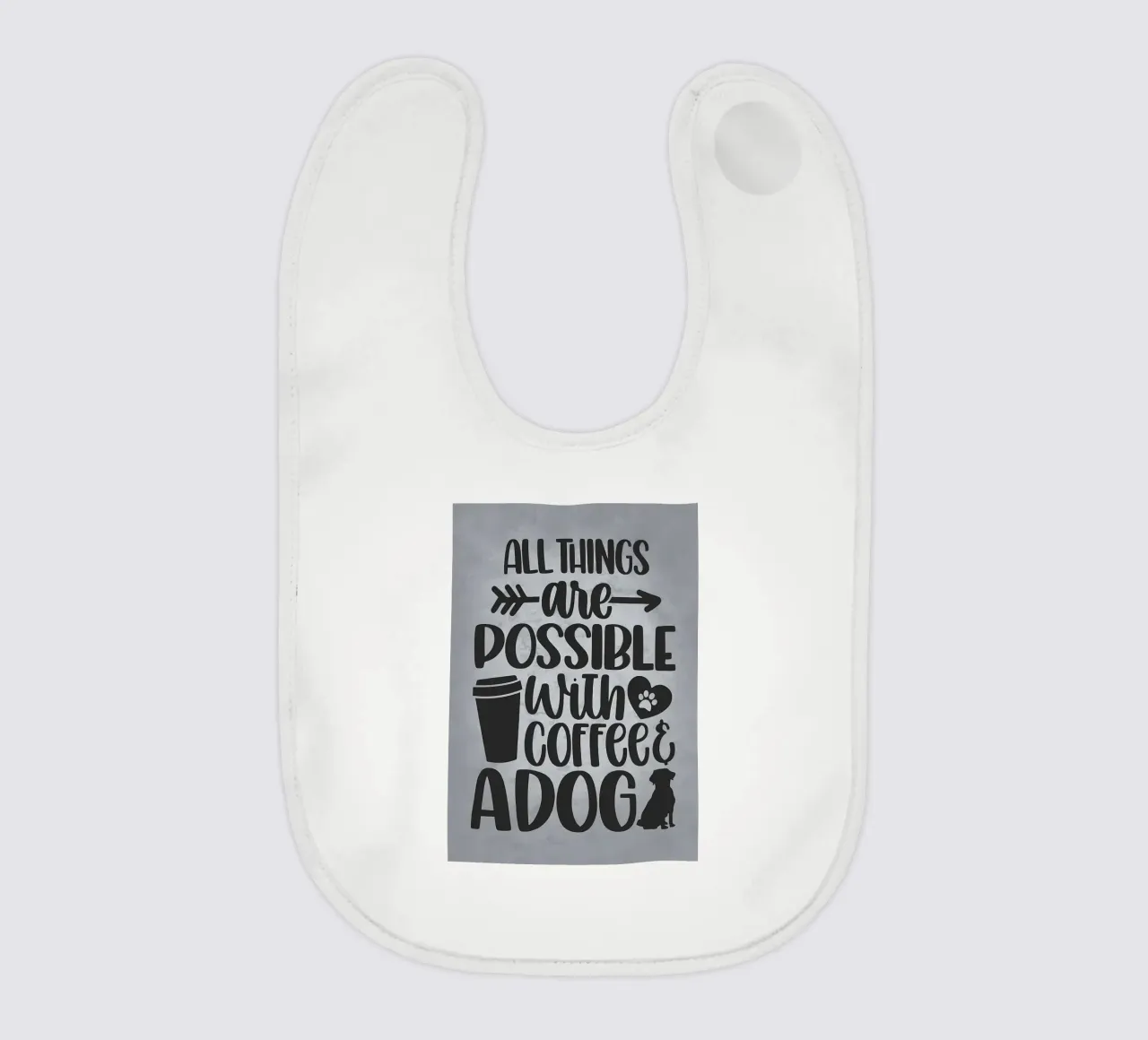 Dogs and Coffee baby bib by Delaplane