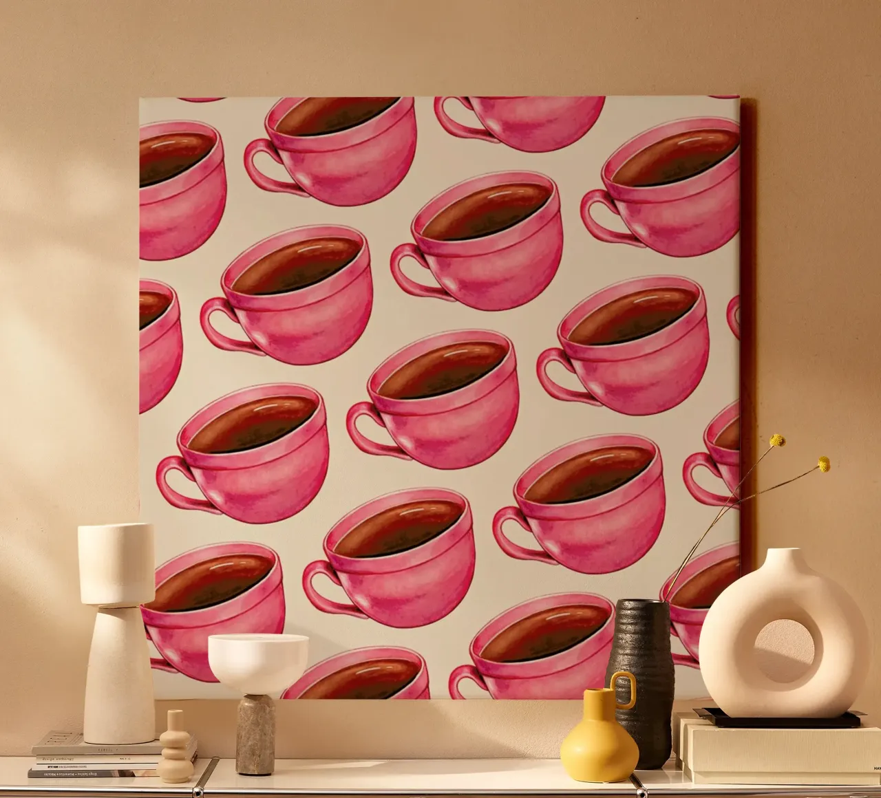 Coffee Patterns Coffee tela con Cornice a cassetta da Kelly Gilleran