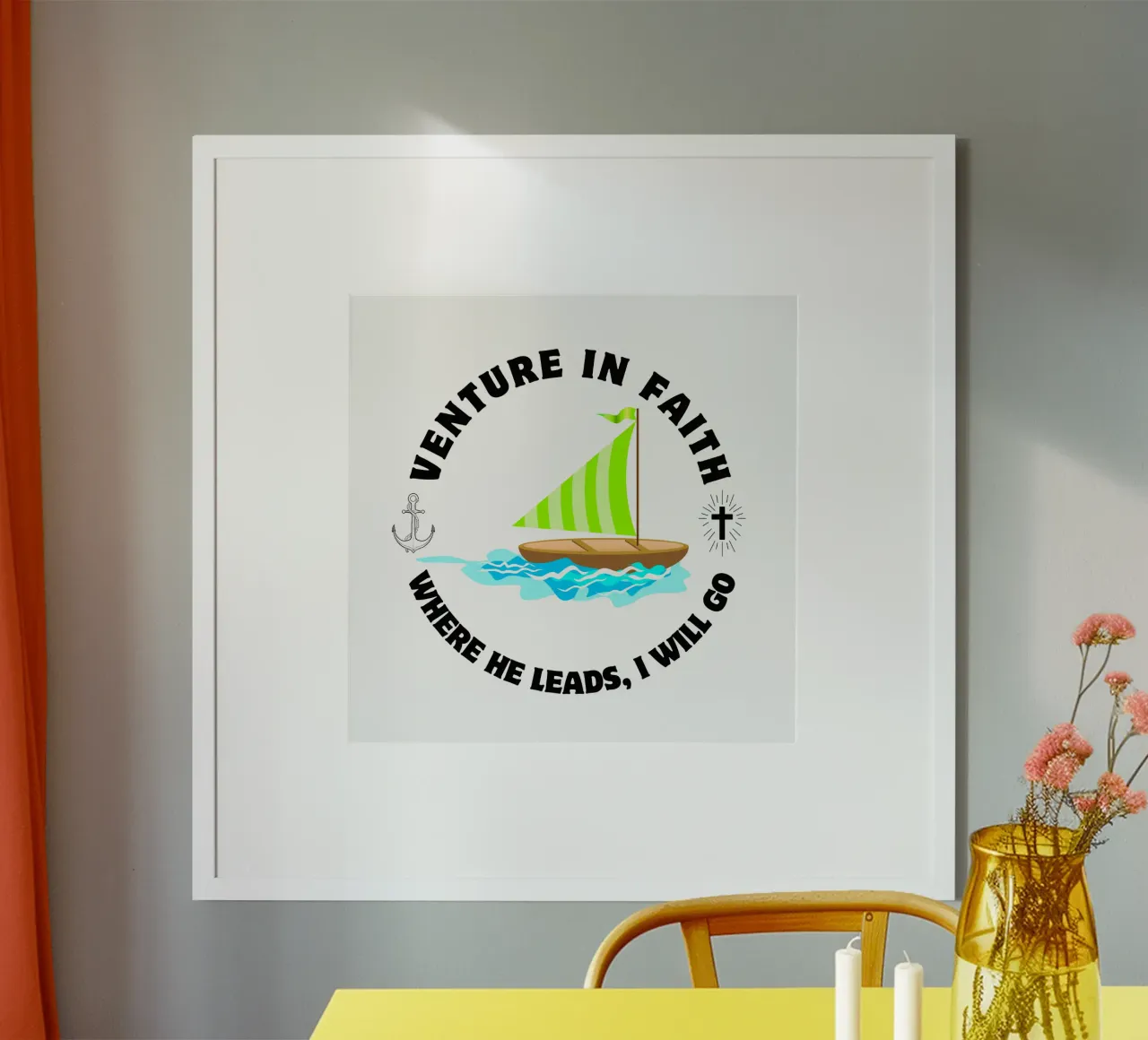 La vie est un voyage La foi est la boussole qui guide chaque pas poster avec cadre en aluminium de Lionandlamb