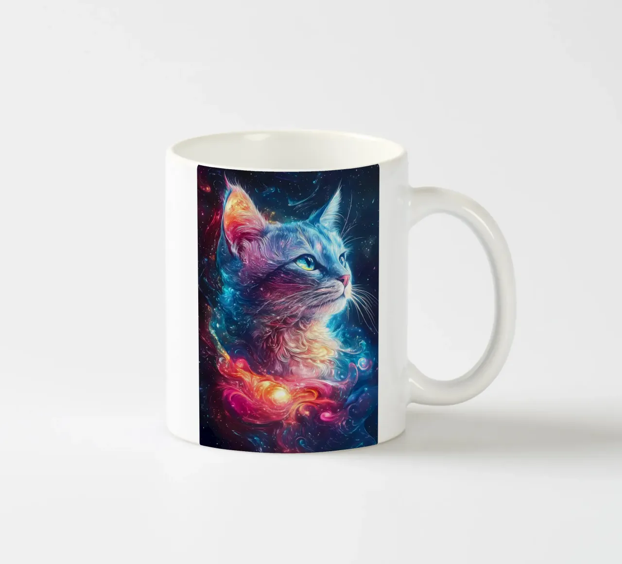 Space Cat Galaxy ceramic mug by Ginnery