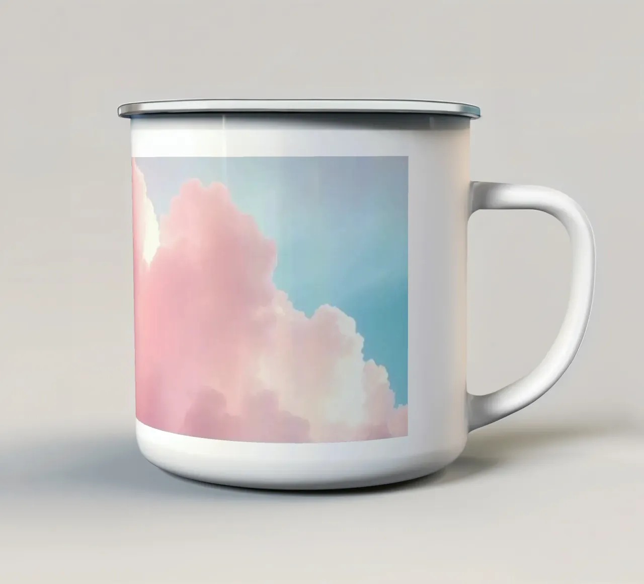 Levendige wolkenformaties creëren een prachtig abstract emaille mok van DesignDoodle