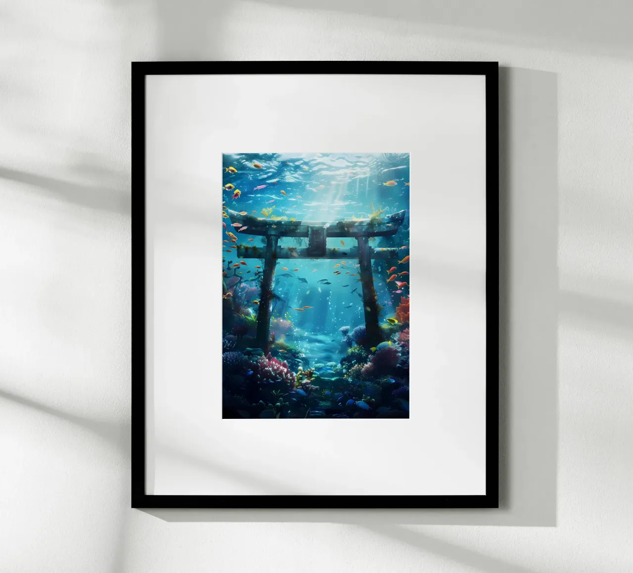 Porta Torii subacquea poster con telaio in legno da Ginnery