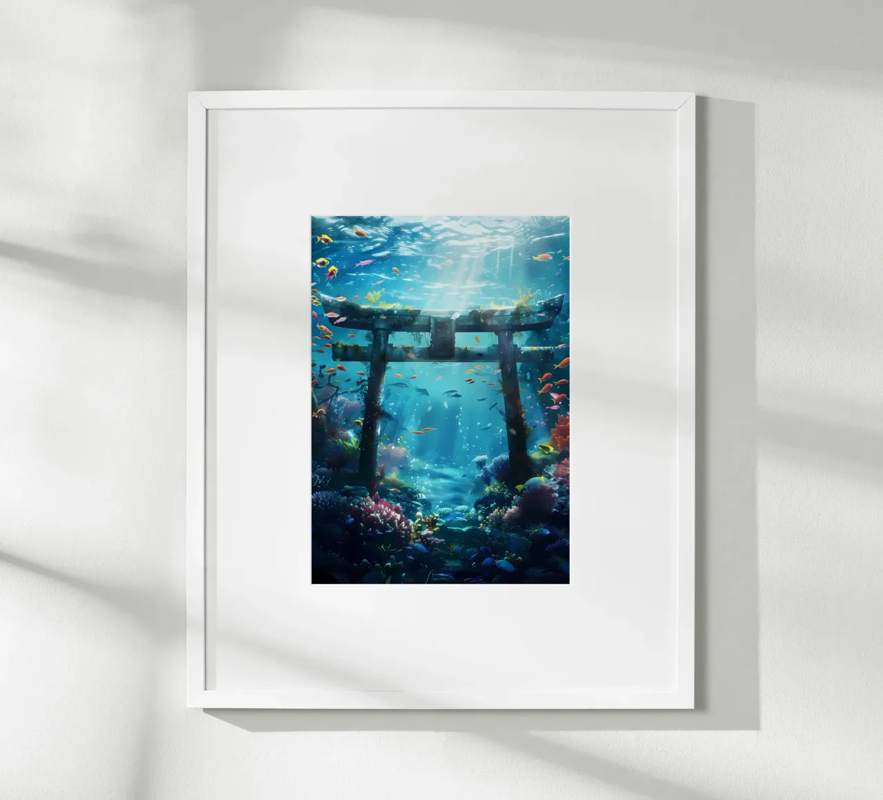 Porta Torii subacquea poster con telaio in legno da Ginnery