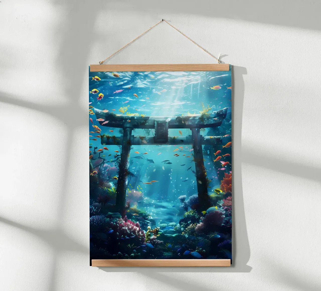 Porta Torii subacquea poster con telaio in legno da Ginnery