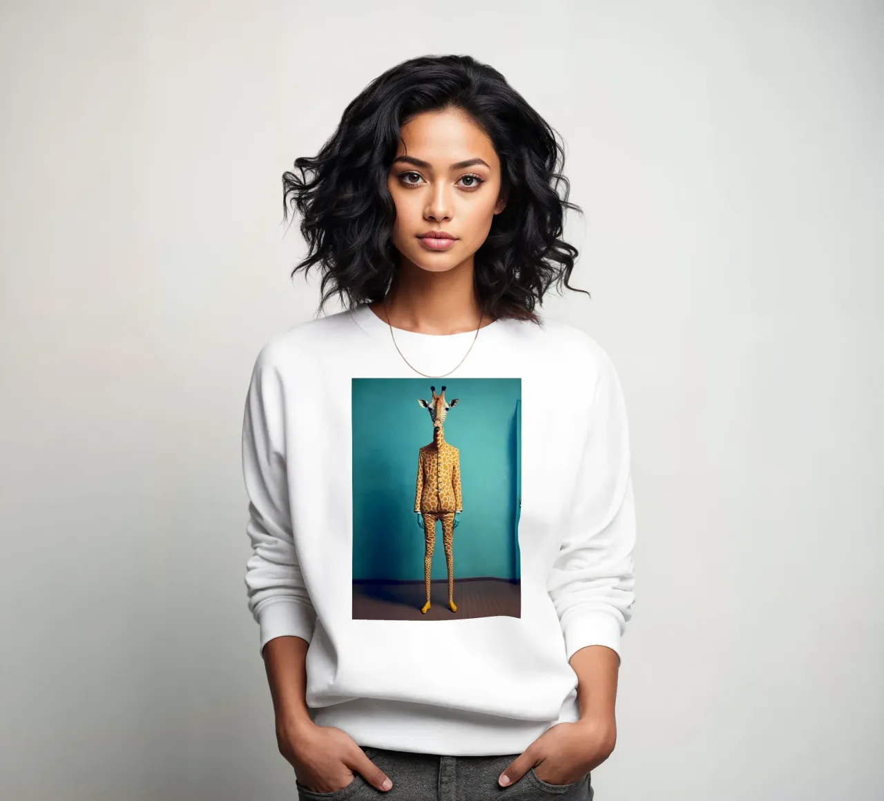 Giraffe Portrait sweatshirt by Mikesell