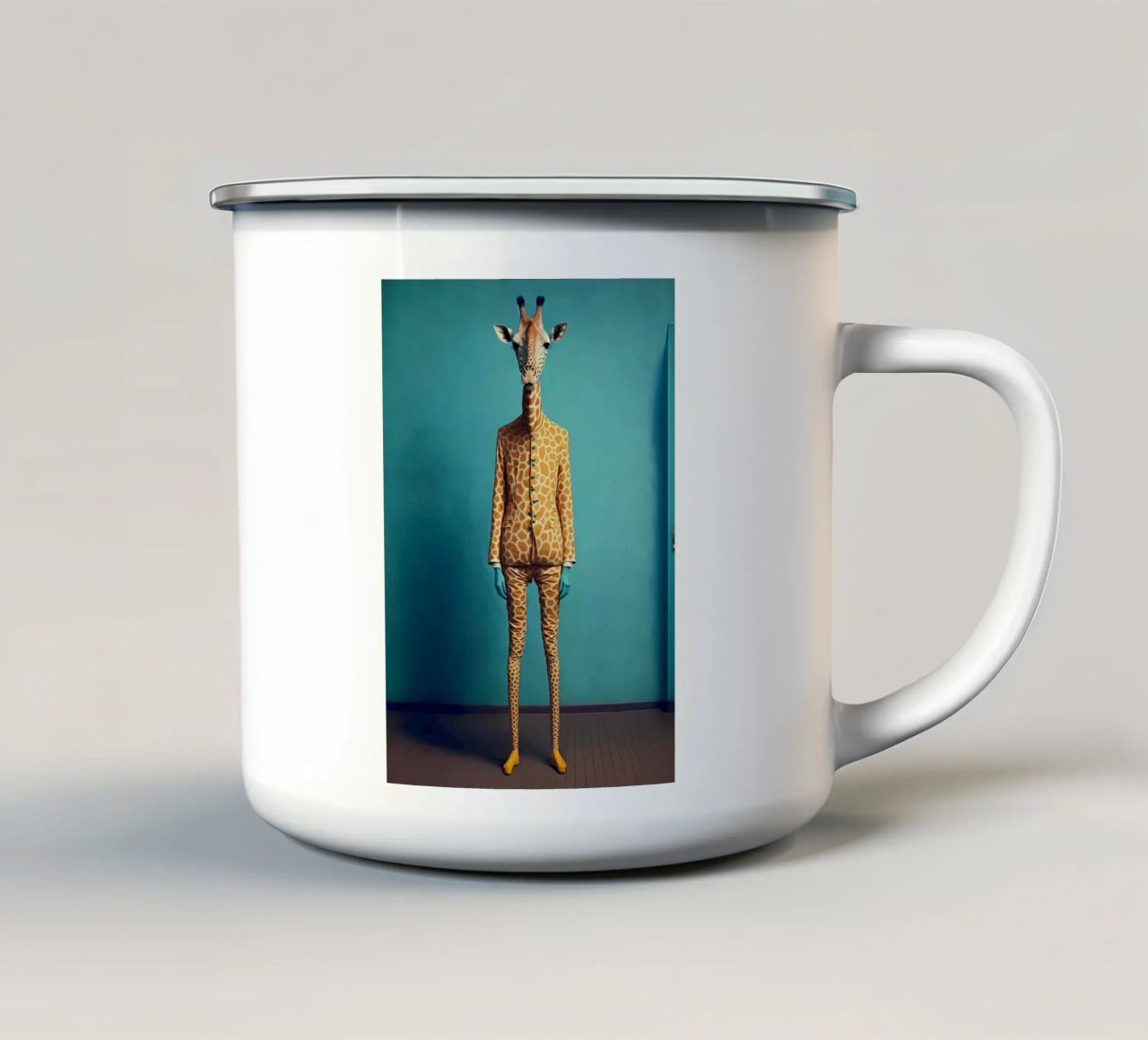 Ritratto di giraffa tazza in smalto da Mikesell