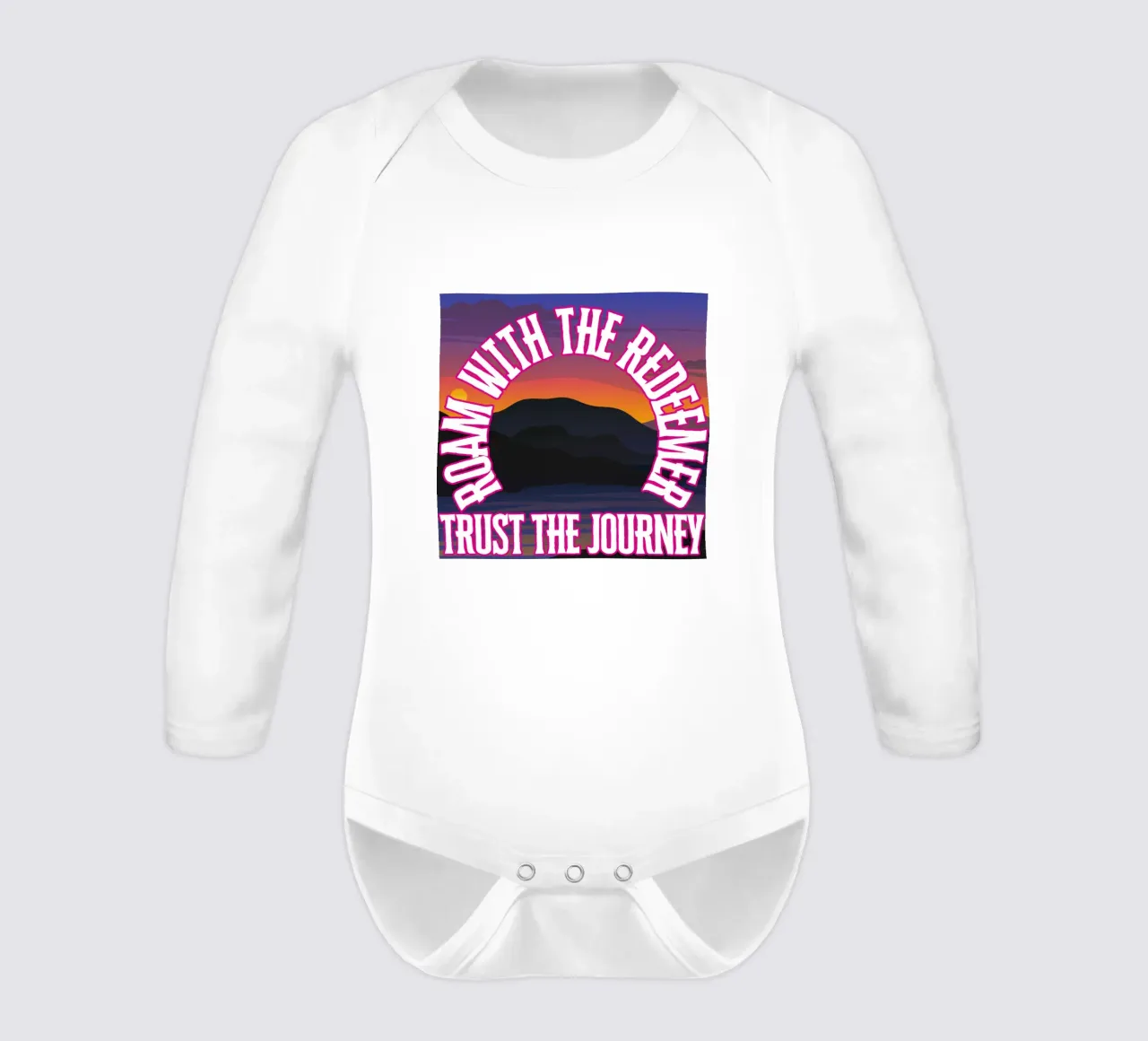 when you roam with the Redeemer, you can trust every step long-sleeve baby romper by Lionandlamb