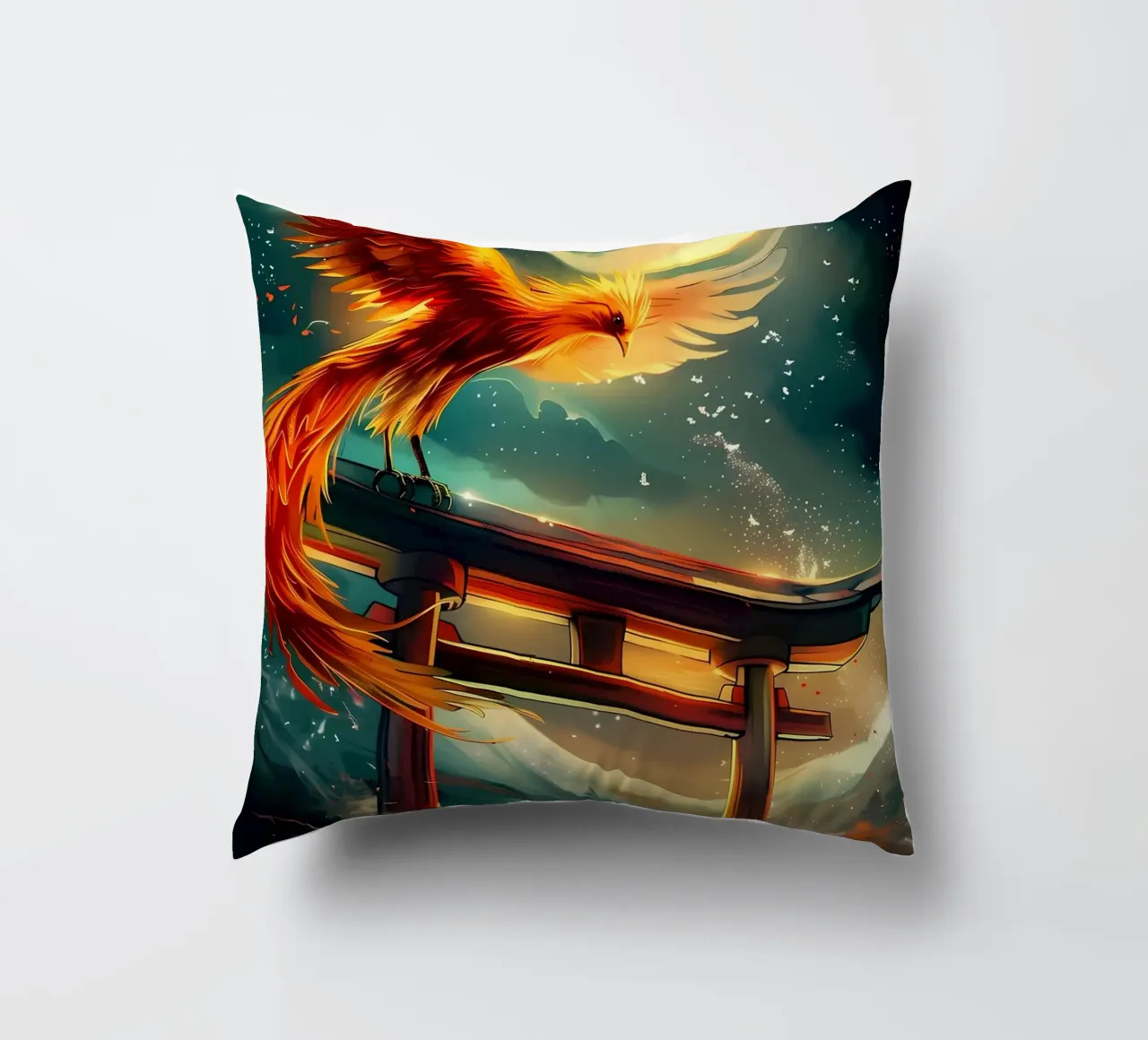 Phoenix Rising Torii cuscino da Ginnery