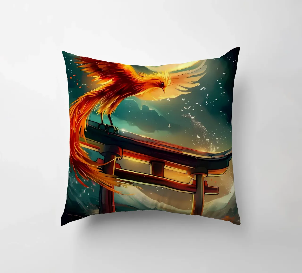Phoenix Rising Torii cuscino da Ginnery