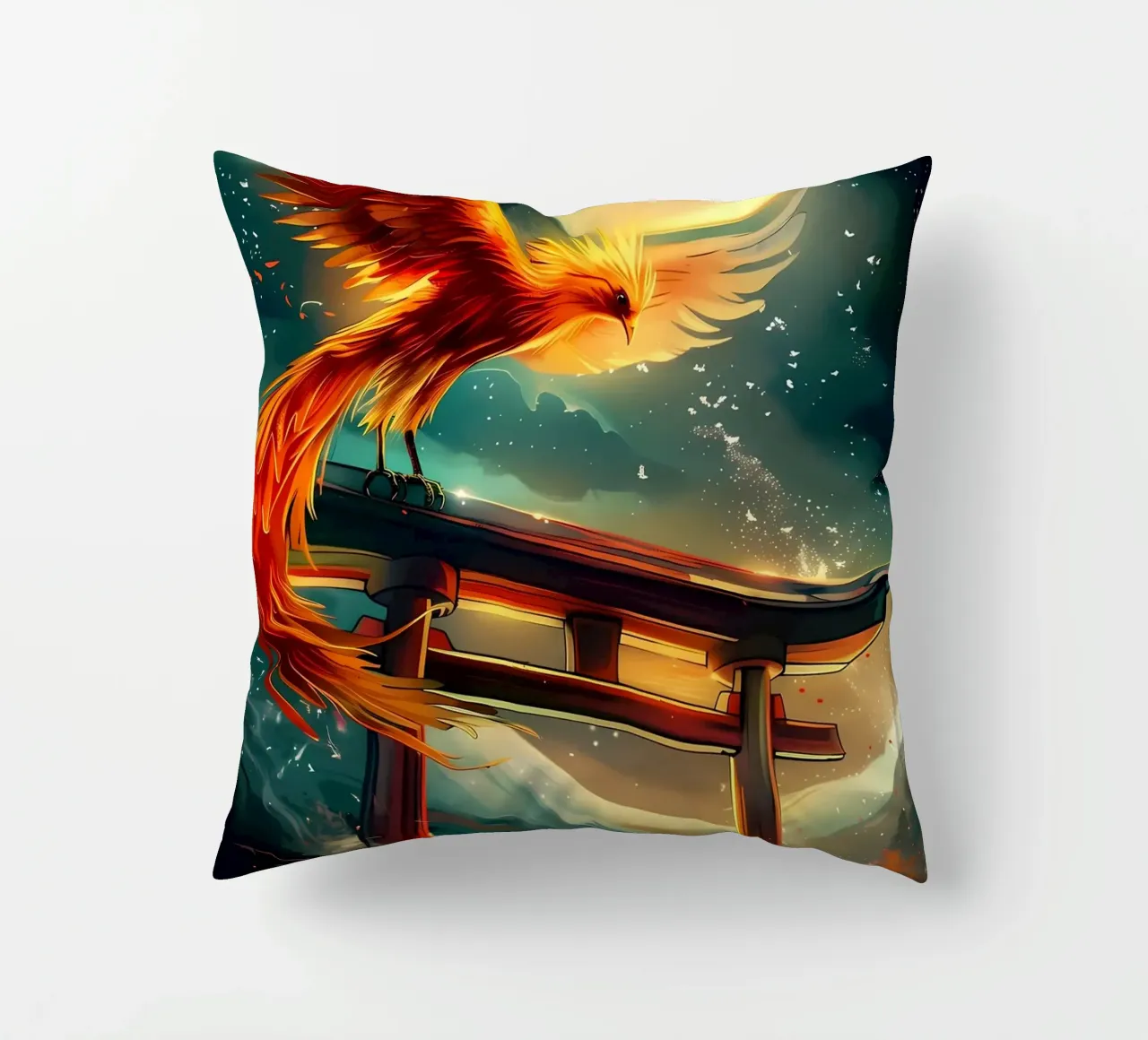 Phoenix Rising Torii cuscino da Ginnery