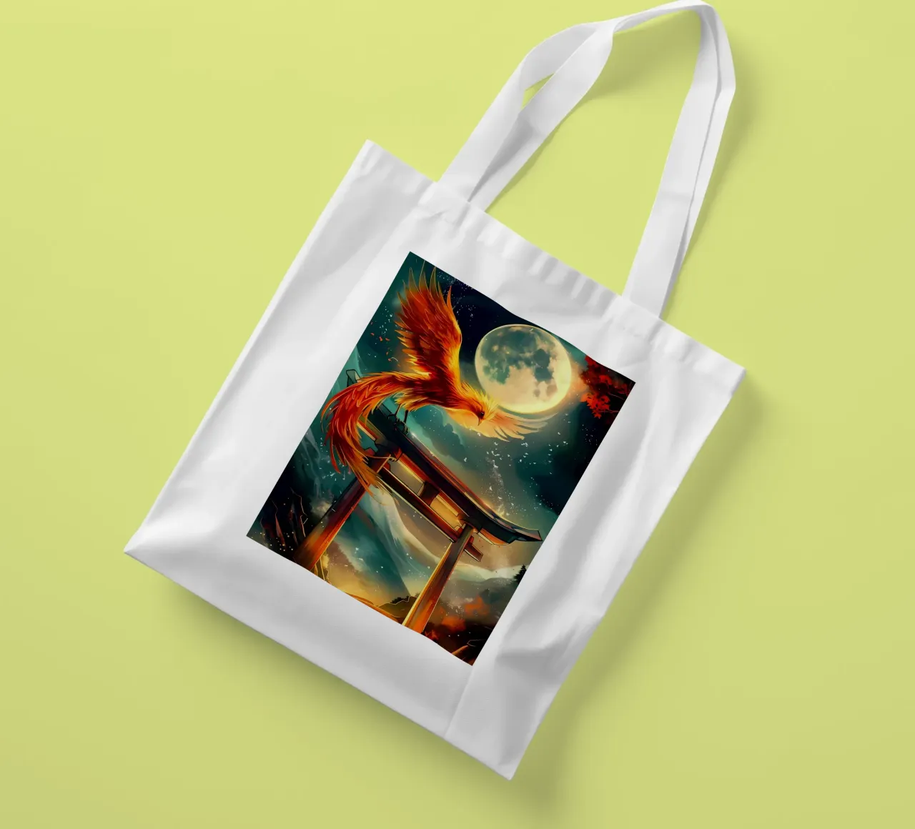 Phoenix Rising Torii tote bag by Ginnery