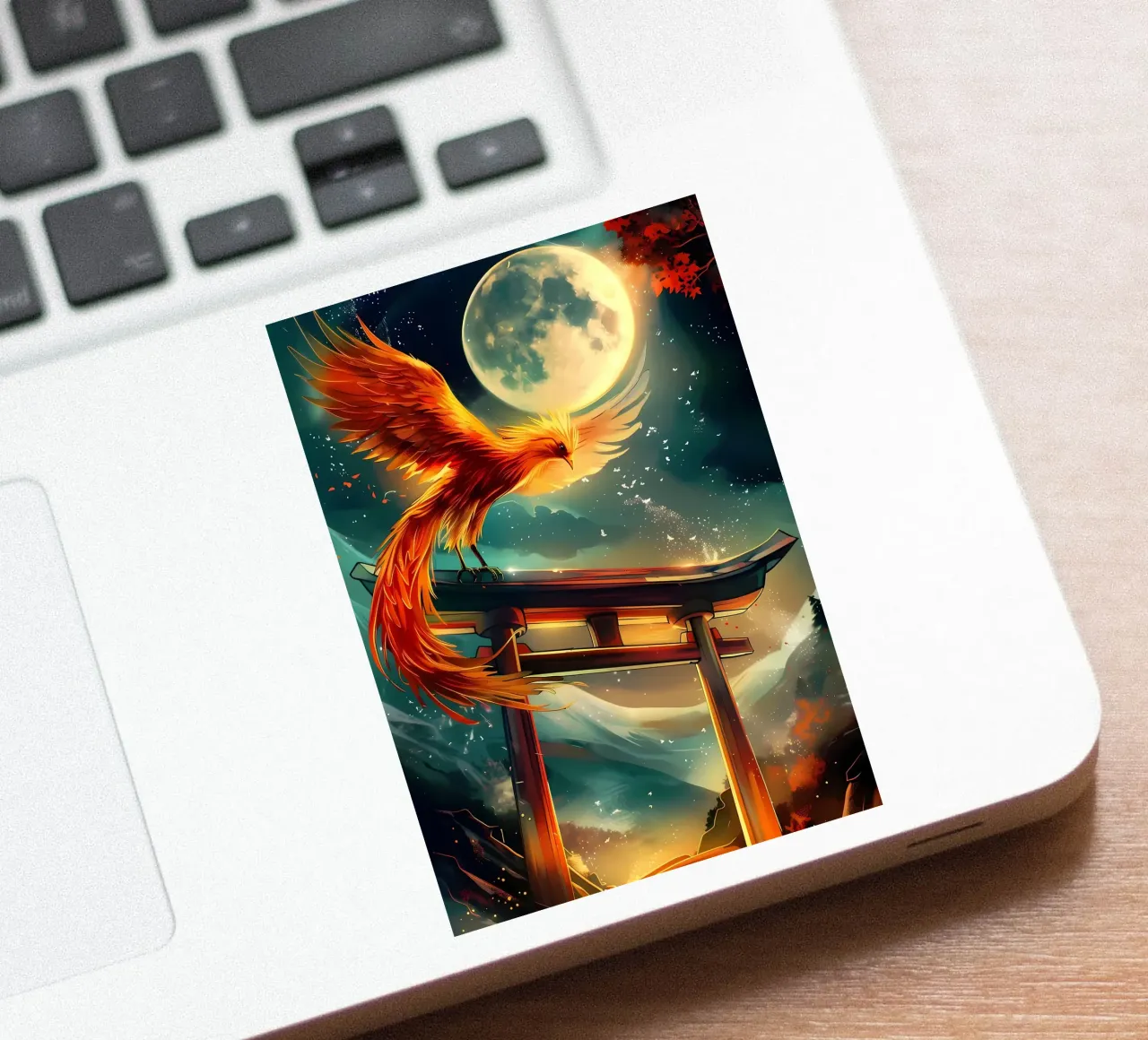 Phoenix Rising Torii sticker by Ginnery