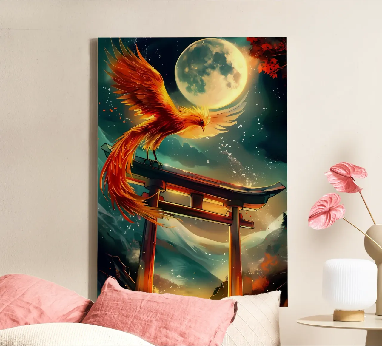 Phoenix Rising Torii canvas by Ginnery