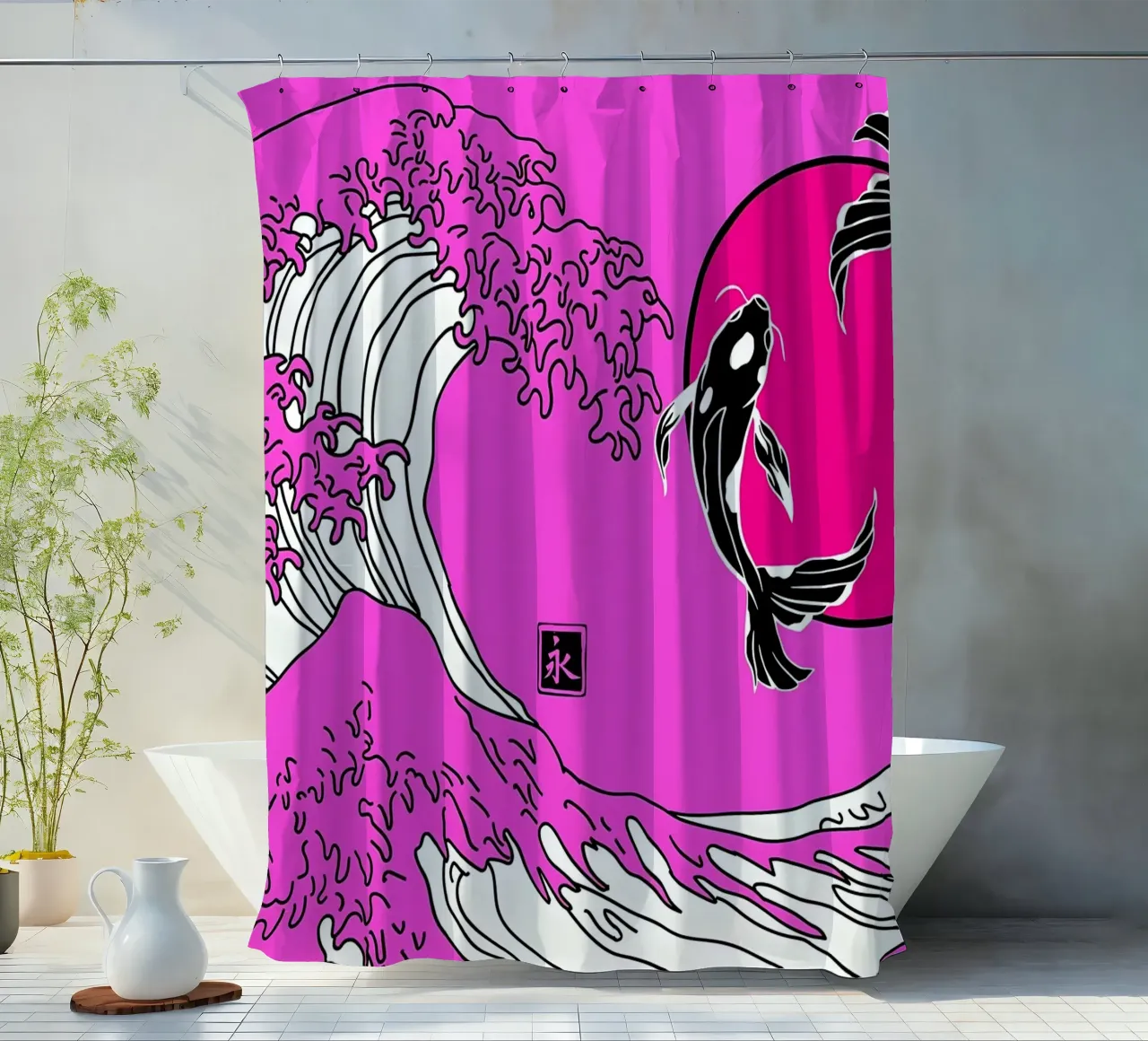 Pesce Koi giapponese Yin Yang tenda da doccia da Mikesell