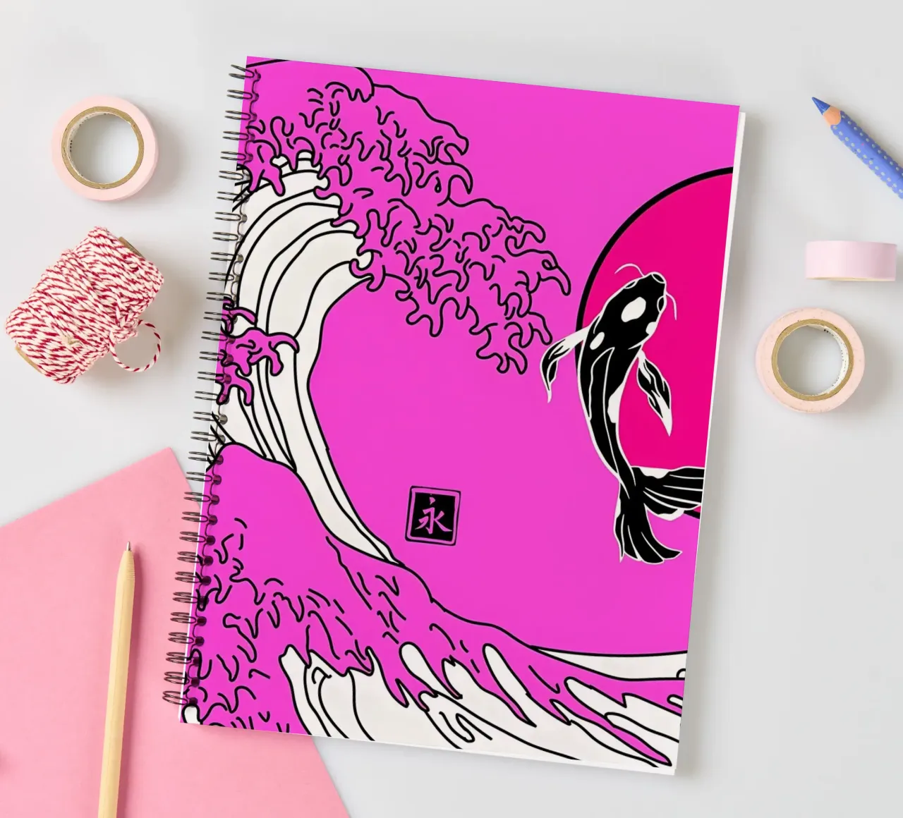 Japanese Koi Fish Yin Yang spiral notebook by Mikesell