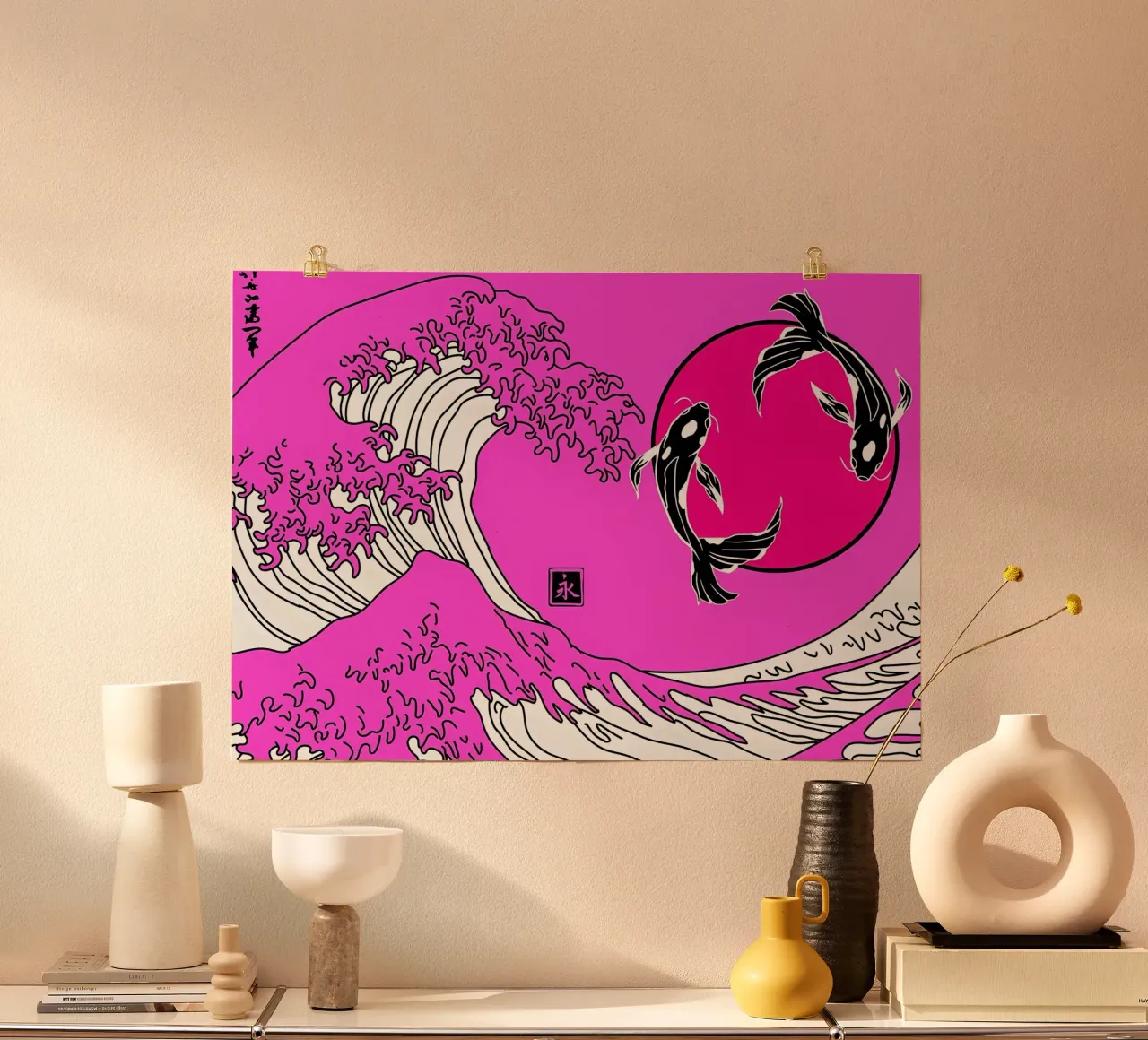 Pesce Koi giapponese Yin Yang carta hahnemühle da Mikesell