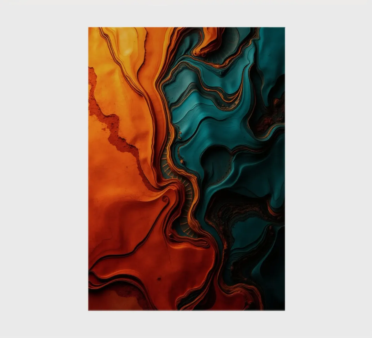 Dynamic abstract design with vibrant orange and turquoise notebook by DesignDoodle