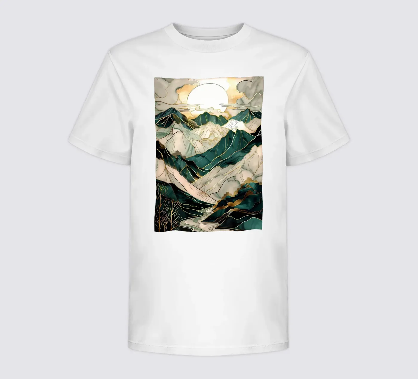 Abstracte bergkunst kinder t-shirt van Ginnery