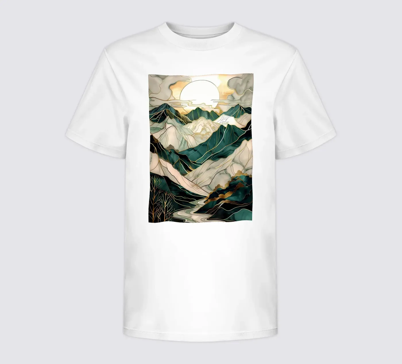 Abstracte bergkunst kinder t-shirt van Ginnery