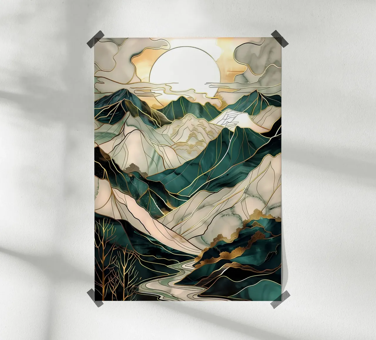 Abstracte bergkunst poster van Ginnery