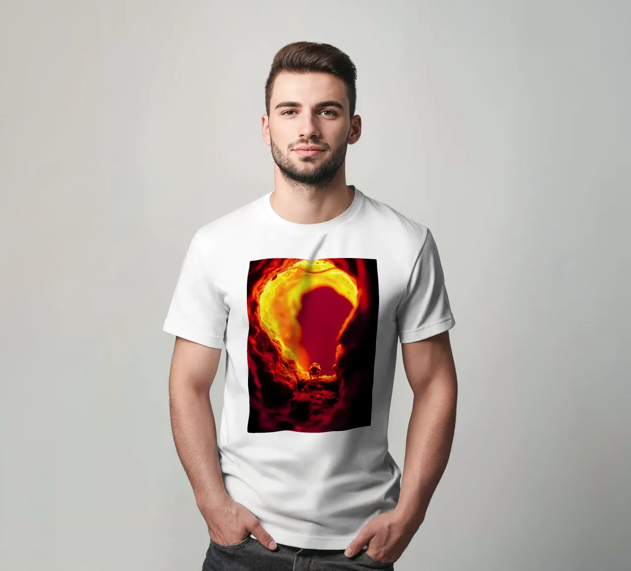 Vibranti tonalità astratte di rosso incandescente e texture intricate t-shirt da DesignDoodle