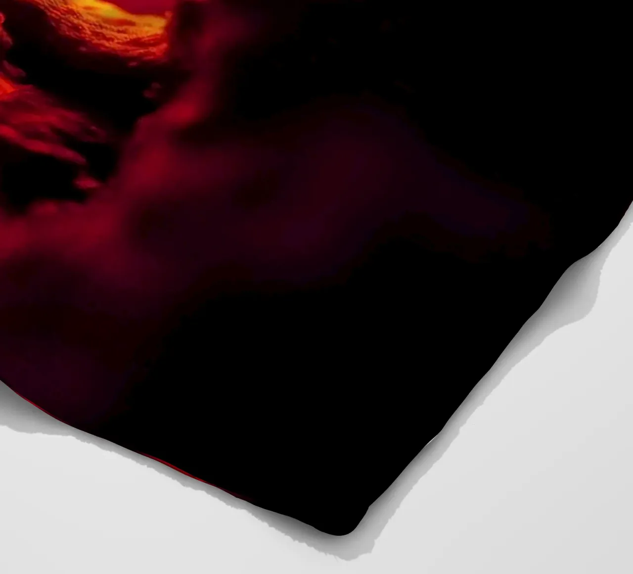 Vibrant abstract glowing red hues and intricate textures fleece blanket by DesignDoodle