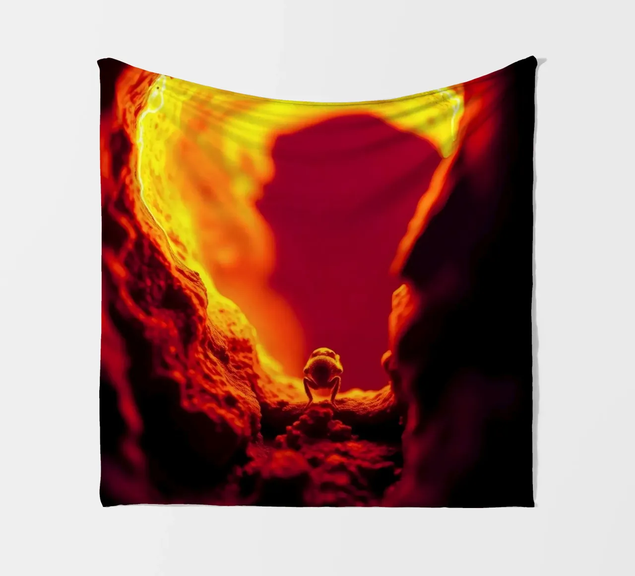 Vibrant abstract glowing red hues and intricate textures fleece blanket by DesignDoodle