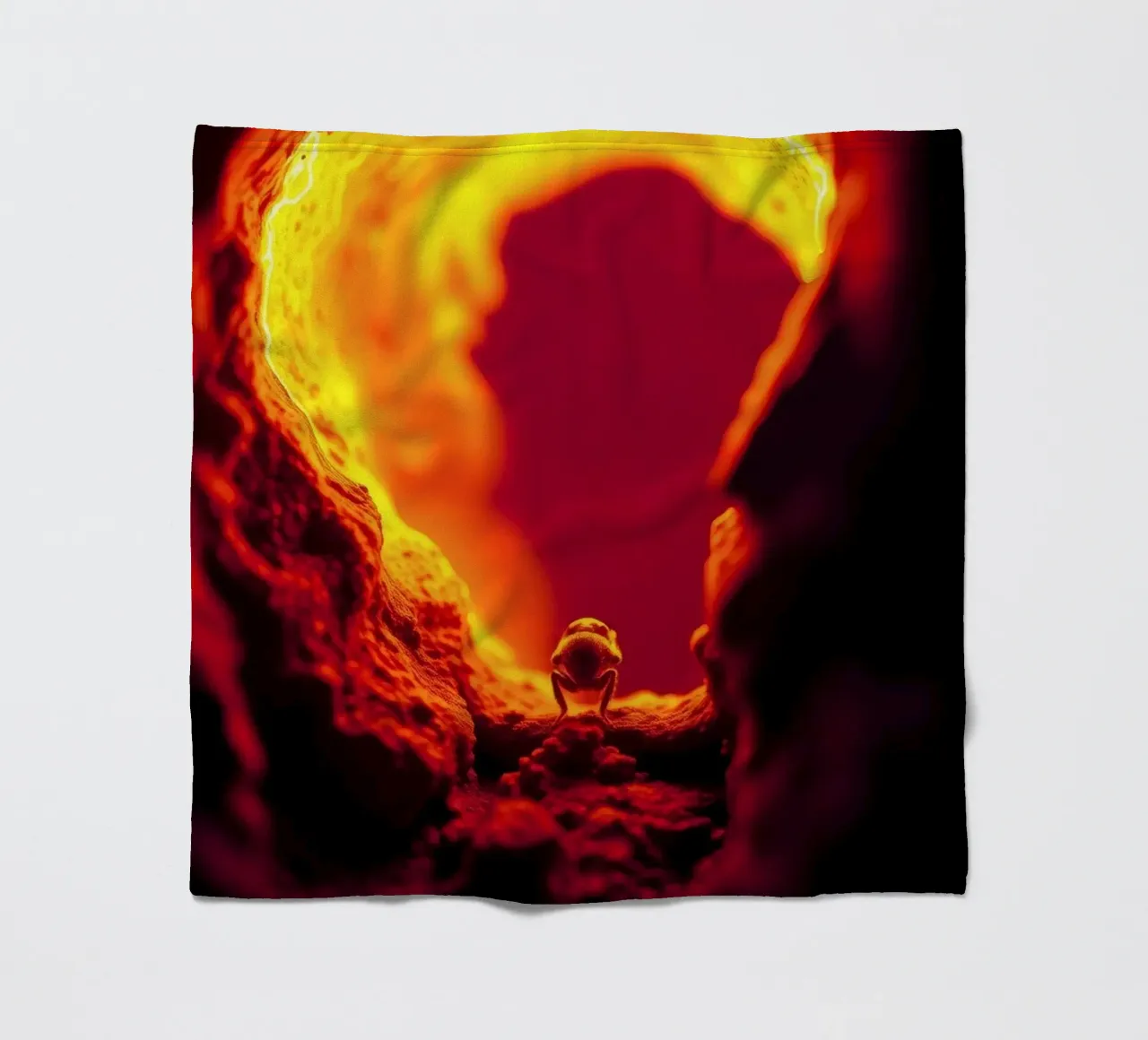 Vibrant abstract glowing red hues and intricate textures fleece blanket by DesignDoodle