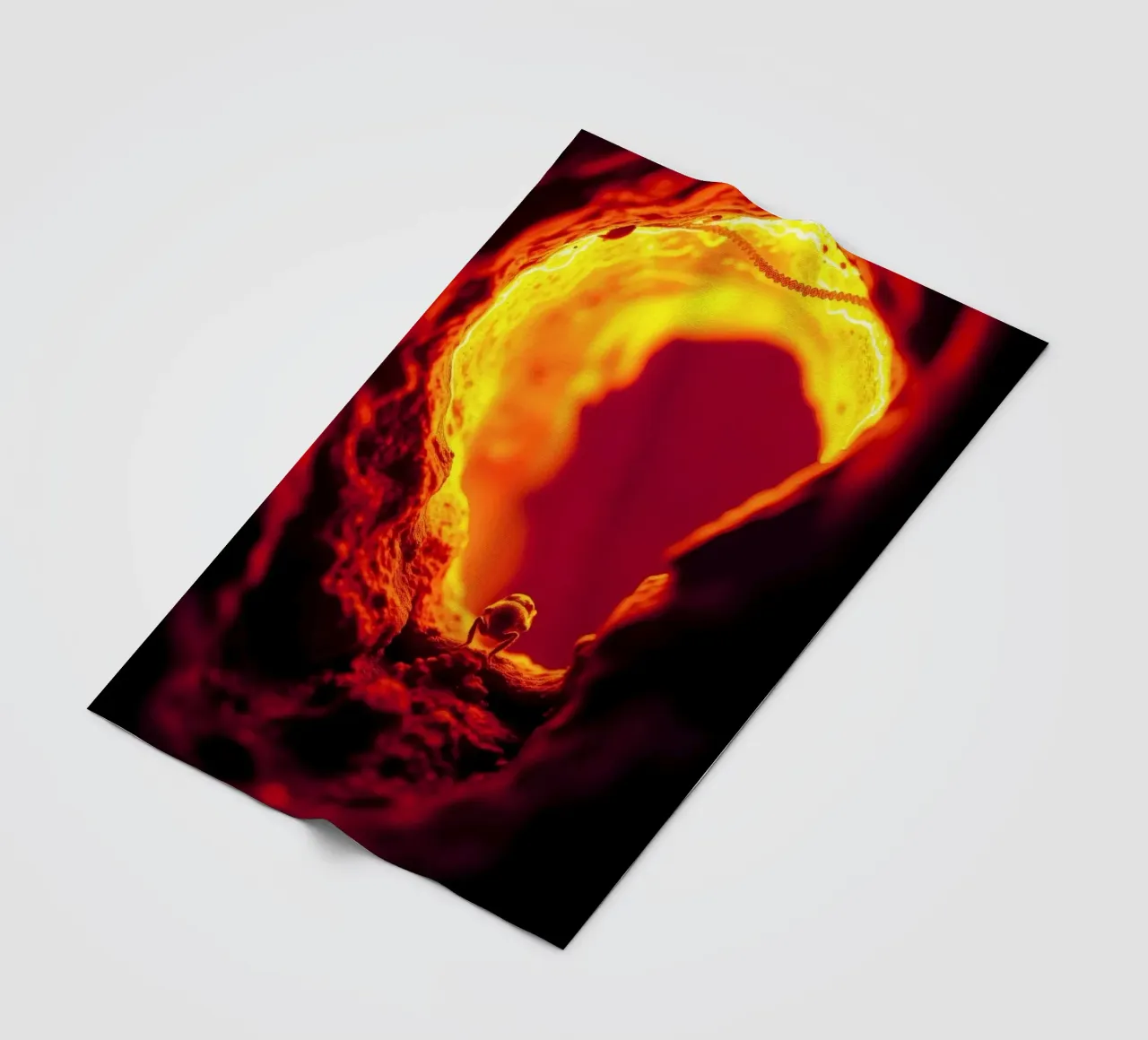 Vibrant abstract glowing red hues and intricate textures fleece blanket by DesignDoodle