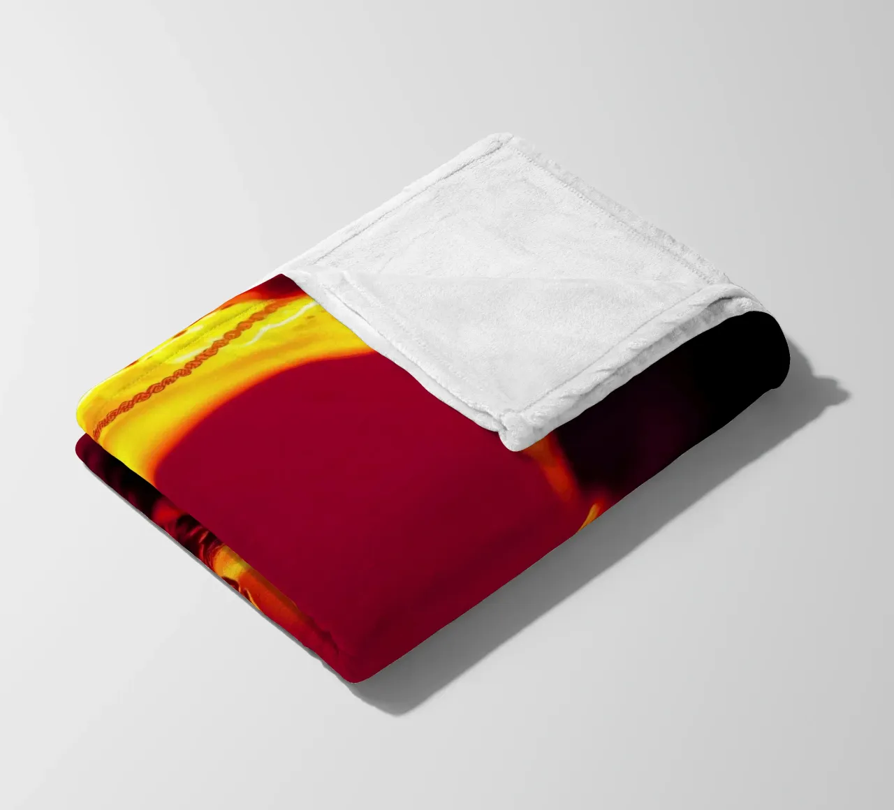 Vibrant abstract glowing red hues and intricate textures fleece blanket by DesignDoodle