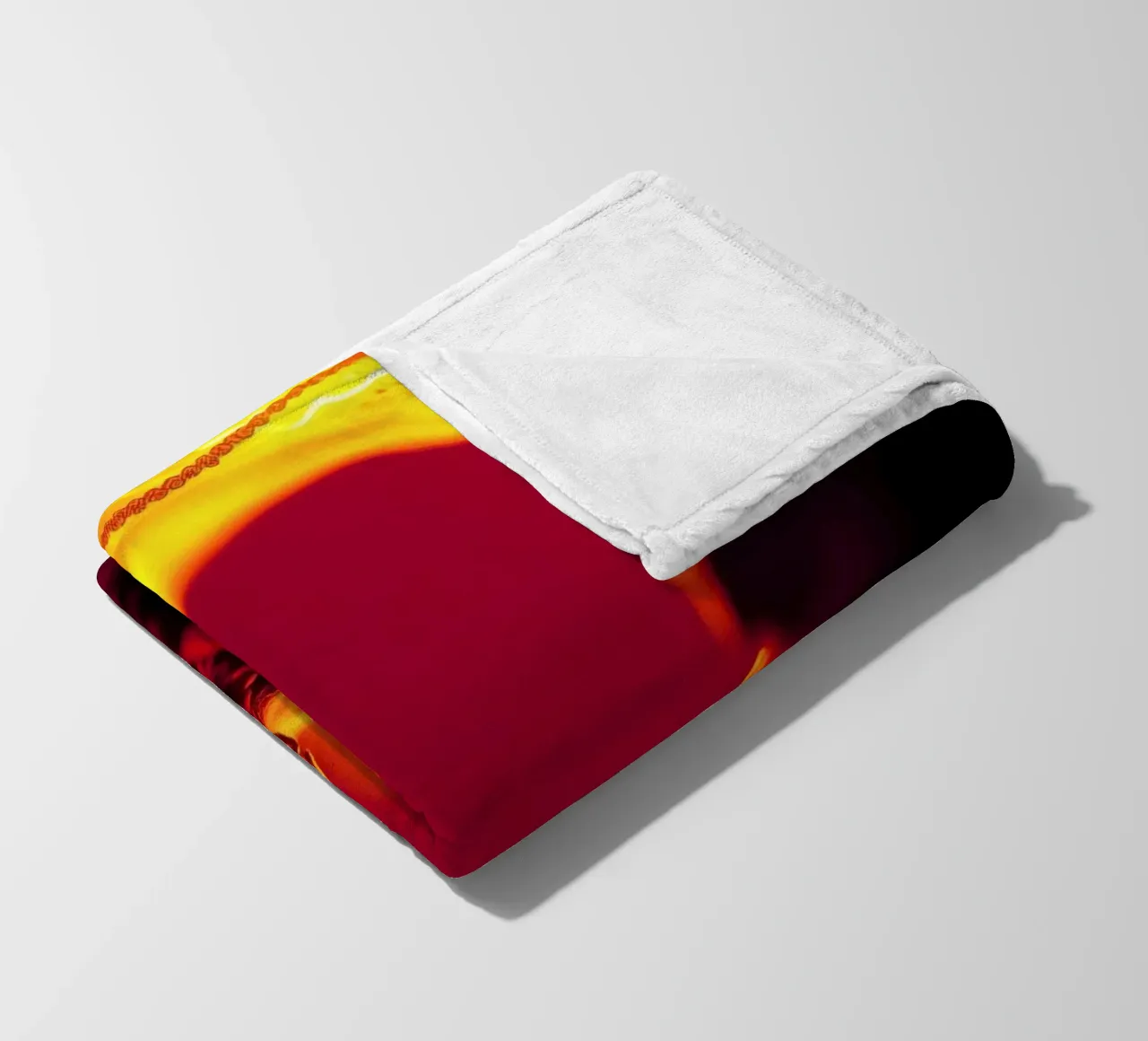 Vibrant abstract glowing red hues and intricate textures fleece blanket by DesignDoodle