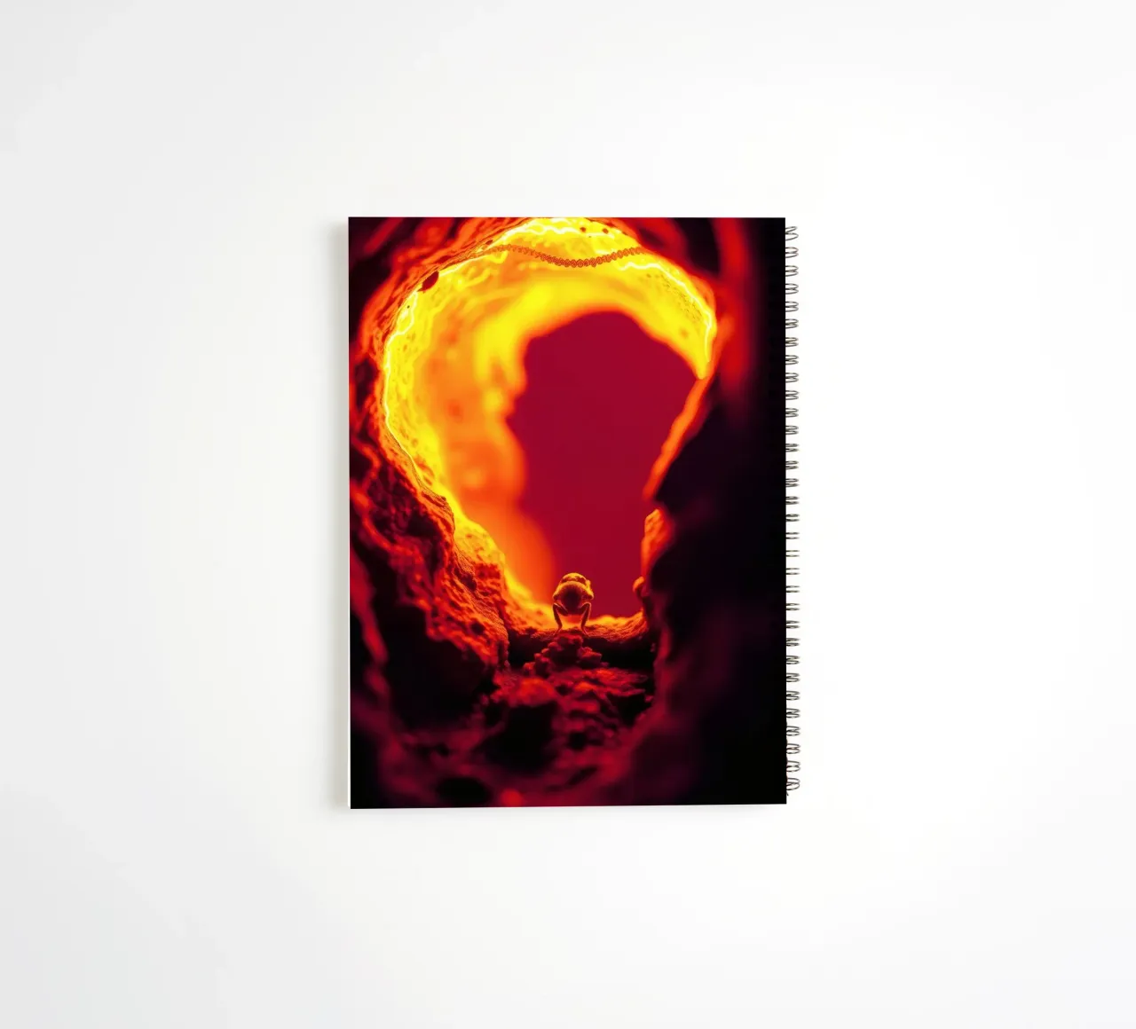 Vibrant abstract glowing red hues and intricate textures spiral notebook by DesignDoodle