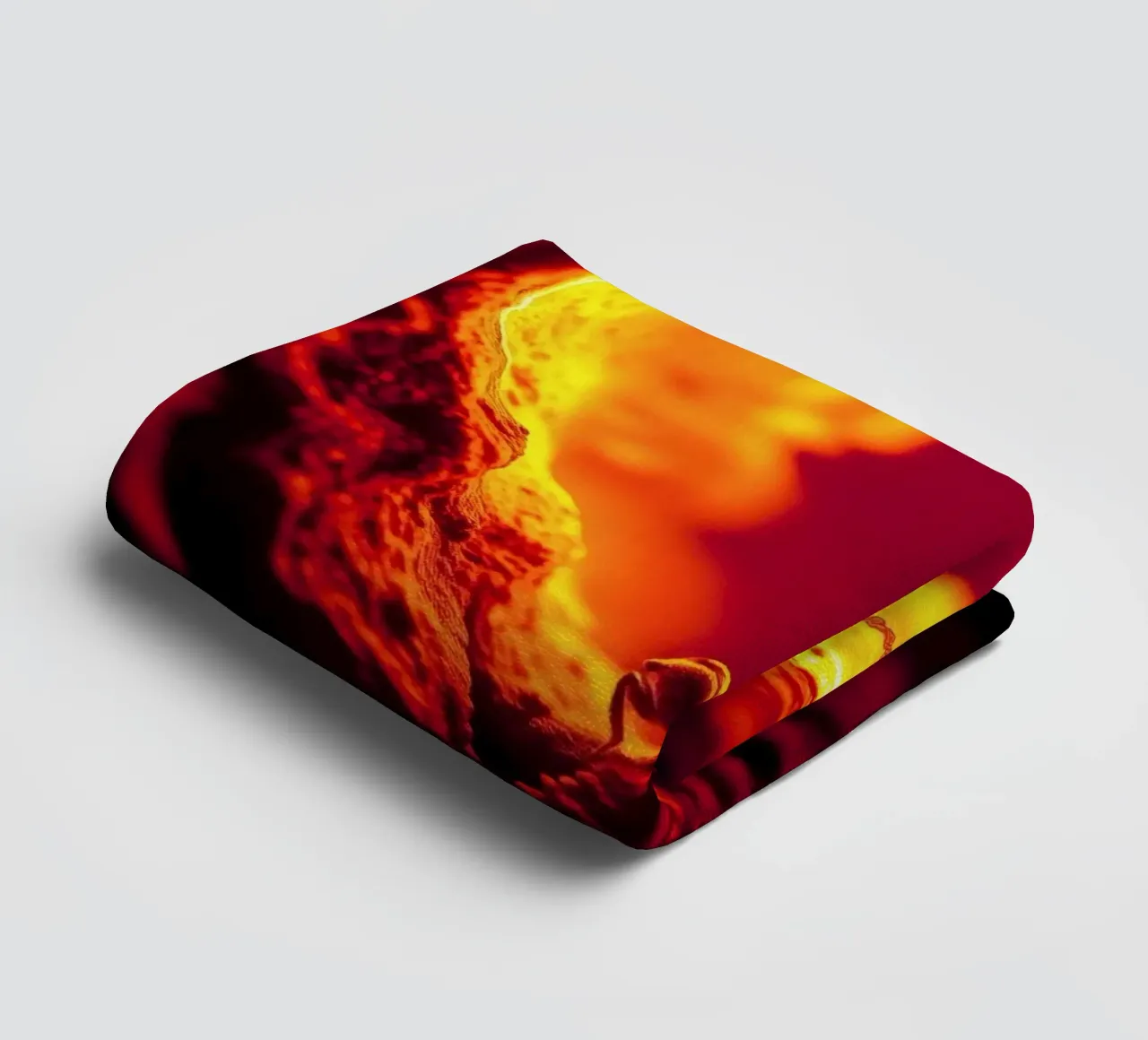 Vibrant abstract glowing red hues and intricate textures towel by DesignDoodle