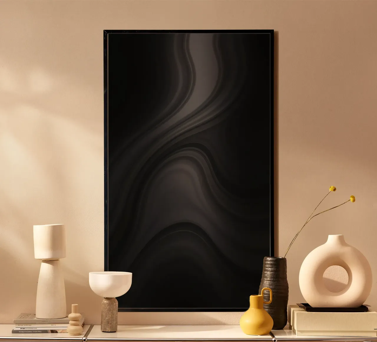 Elegant abstract black and gray swirls hahnemühle by DesignDoodle