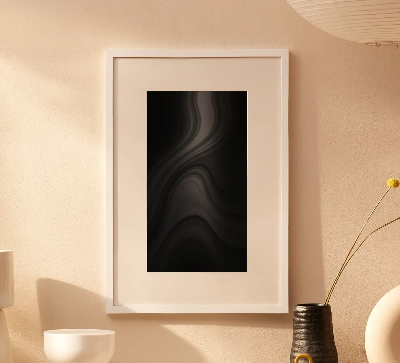Elegant abstract black and gray swirls hahnemühle by DesignDoodle