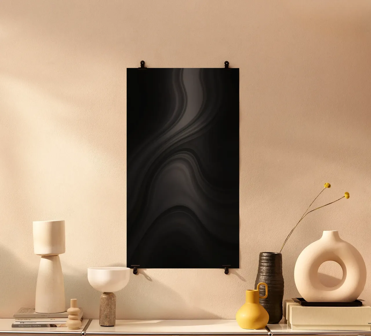 Elegant abstract black and gray swirls hahnemühle by DesignDoodle