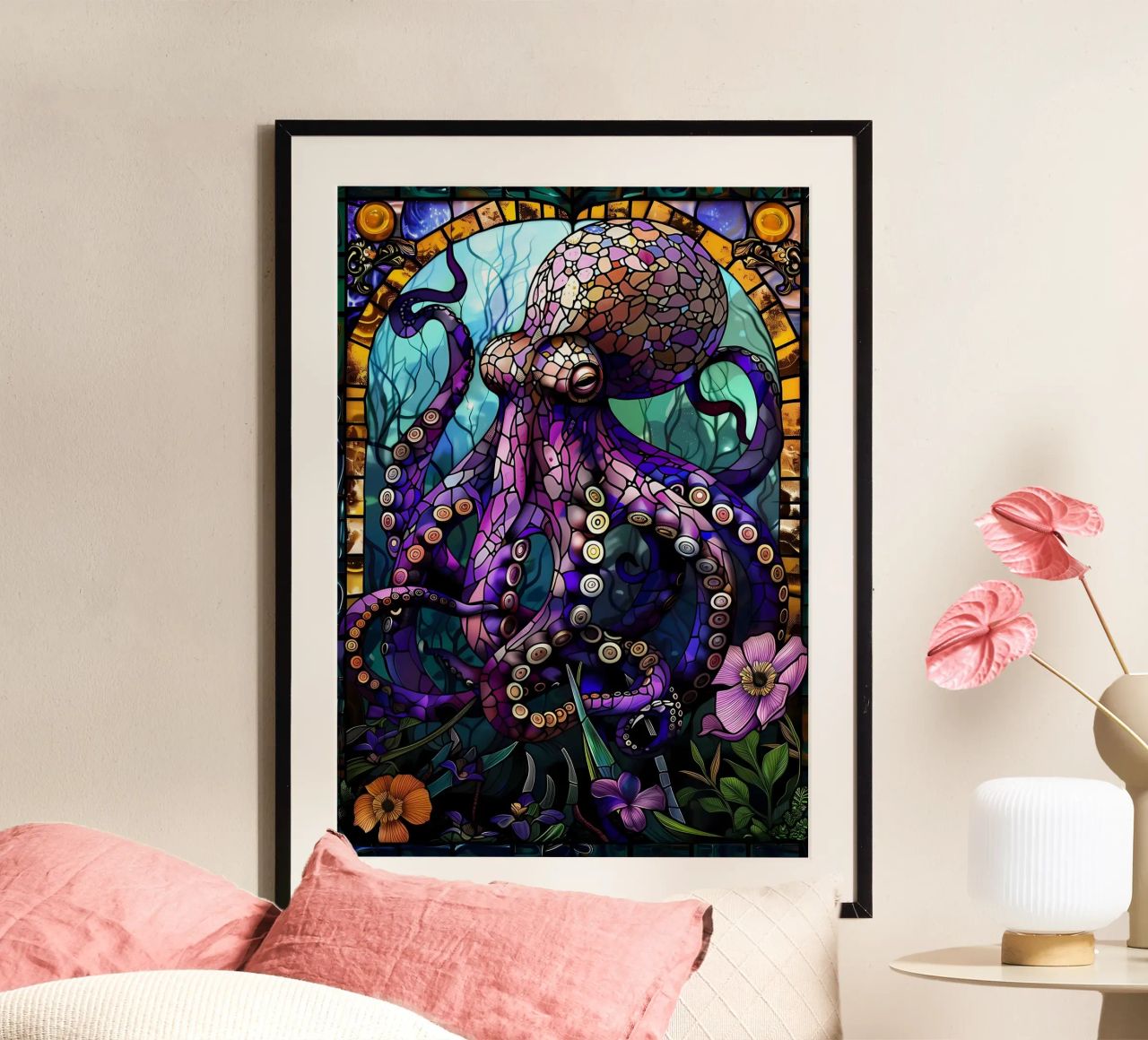 Pieuvre en verre teinté poster de Ginnery