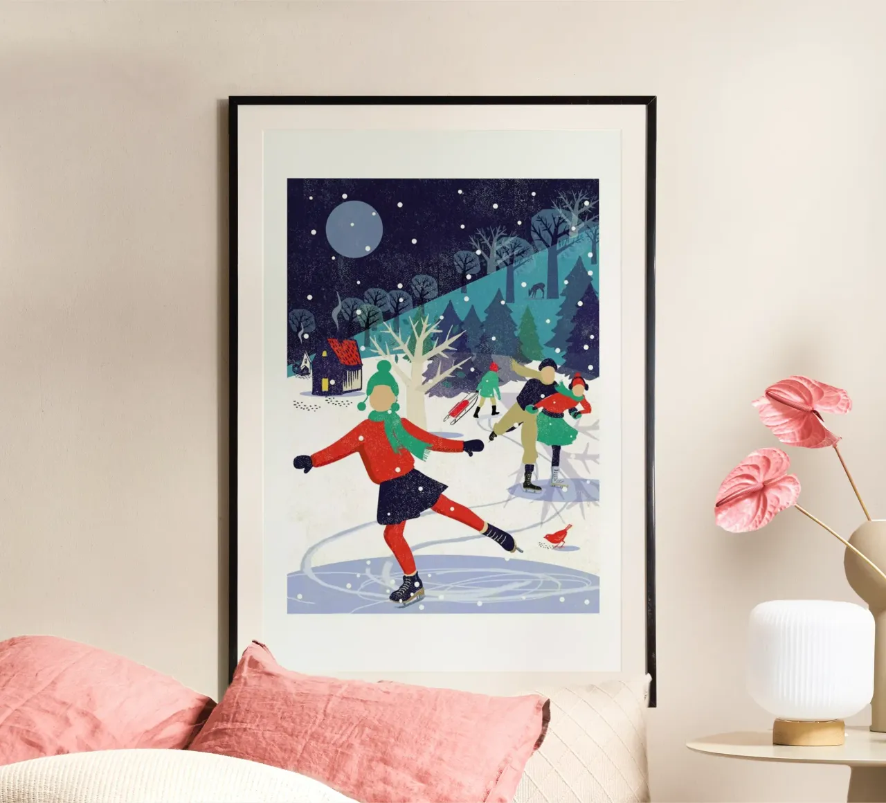 Skating Girl poster con telaio in plastica da Rocket68