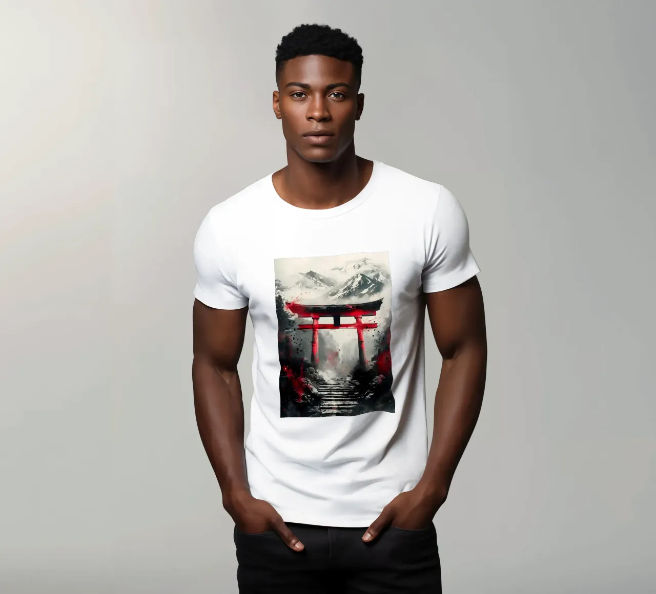 Japanisches Torii-Tor Tinte T-Shirt von Ginnery