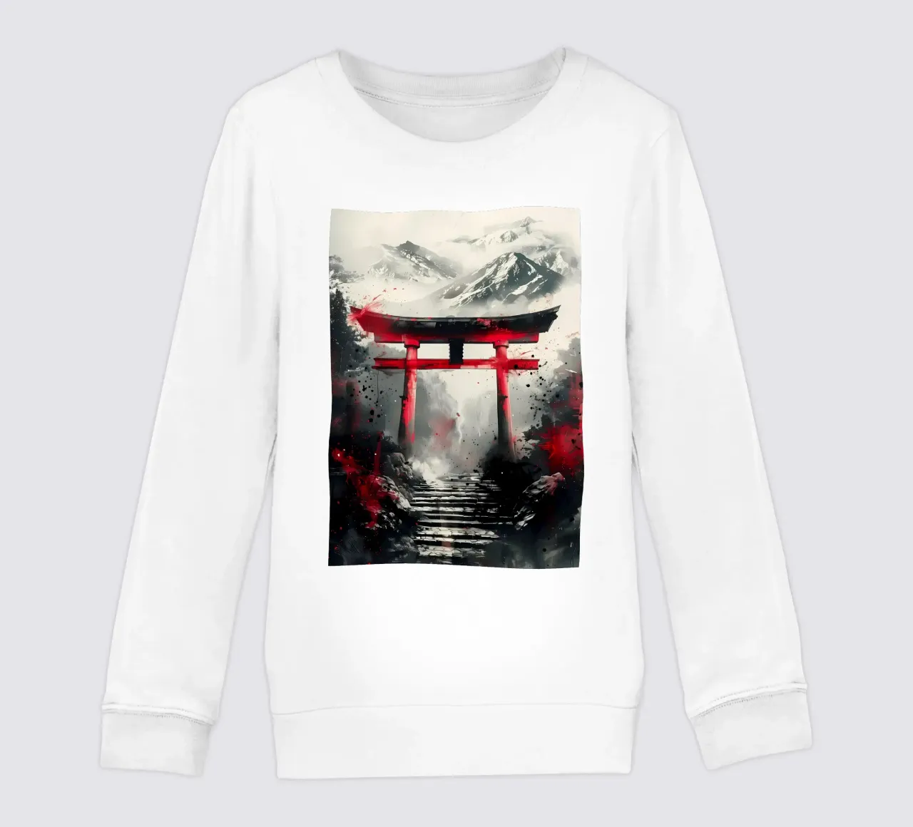 Japanese Torii Gate Ink kids sweatshirt by Ginnery