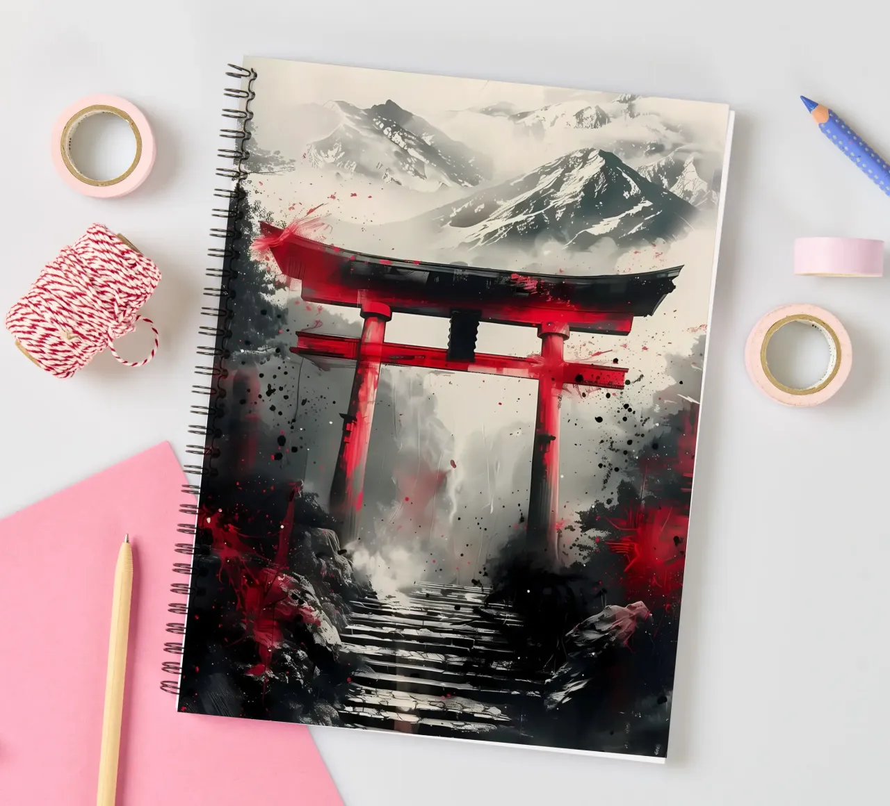 Japanese Torii Gate Ink spiral notebook by Ginnery