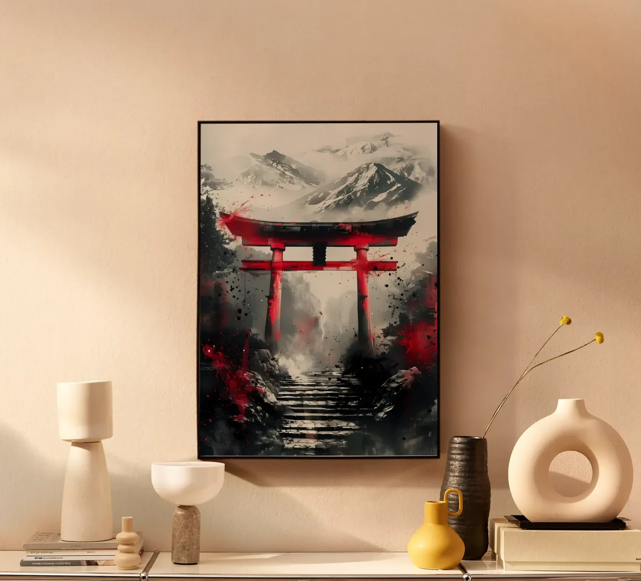 Japanese Torii Gate Ink alu-dibond by Ginnery