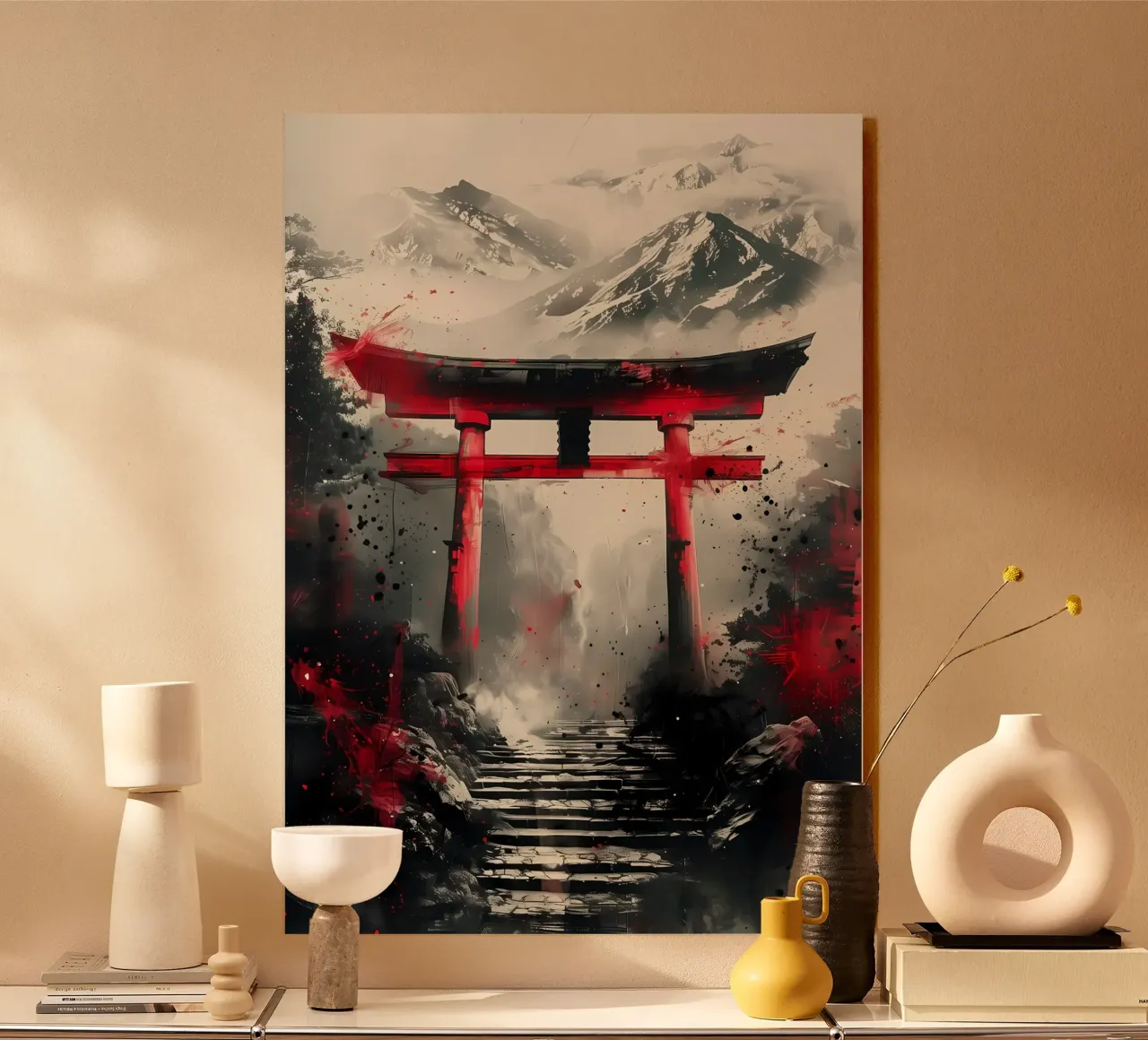 Japanese Torii Gate Ink alu-dibond by Ginnery