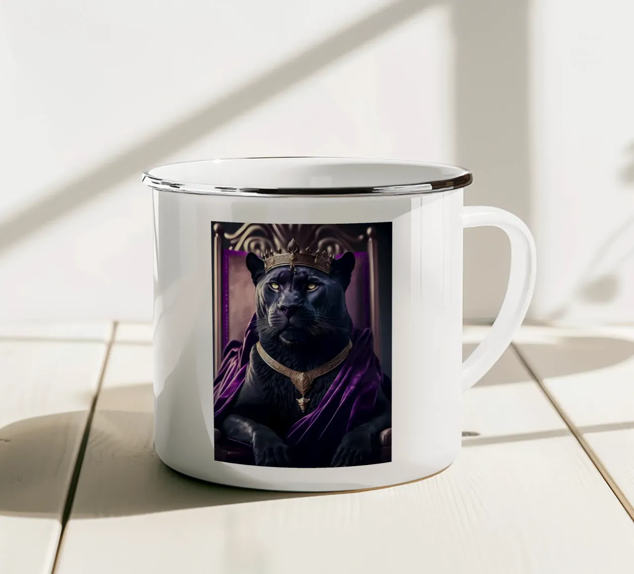 Ritratto di pantera tazza in smalto da Mikesell
