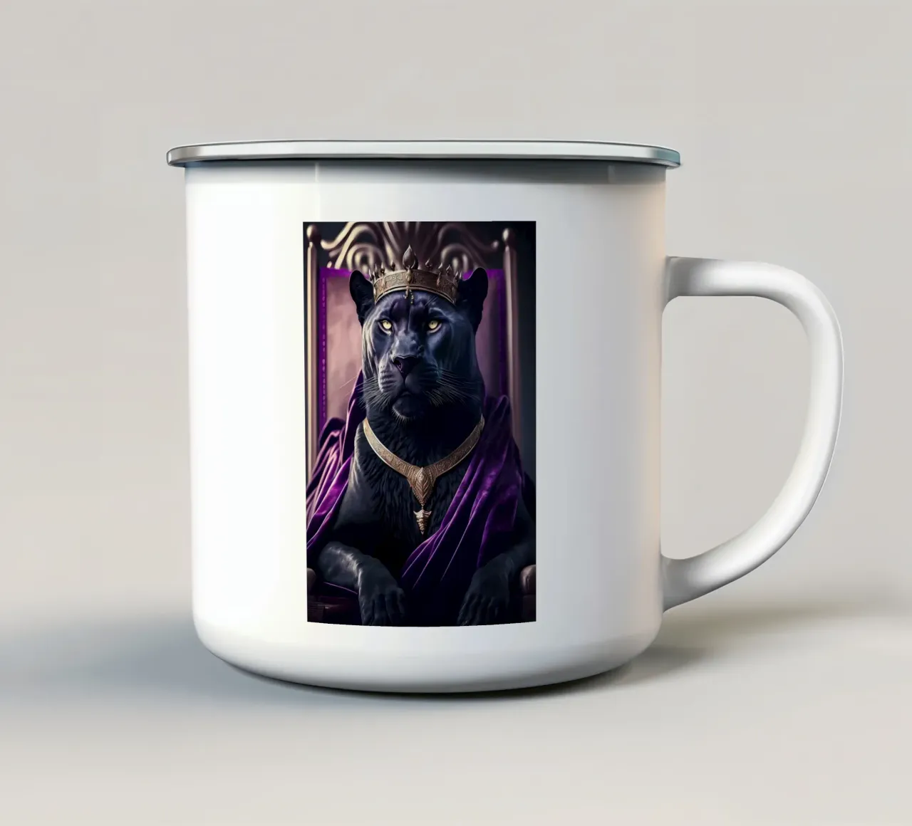 Ritratto di pantera tazza in smalto da Mikesell